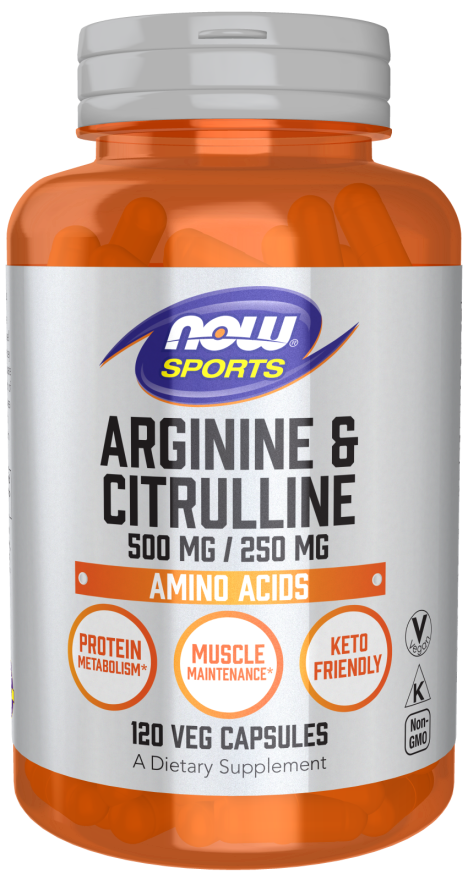 Now Arginine and Citrulline 500 mg / 250 mg Veg Capsules 120