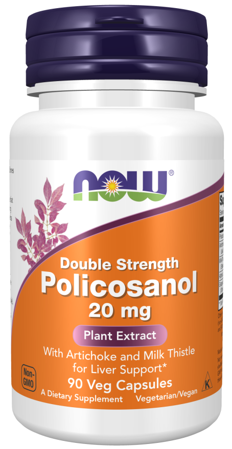 Now Policosanol Double Strength 20 mg Veg Capsules 90