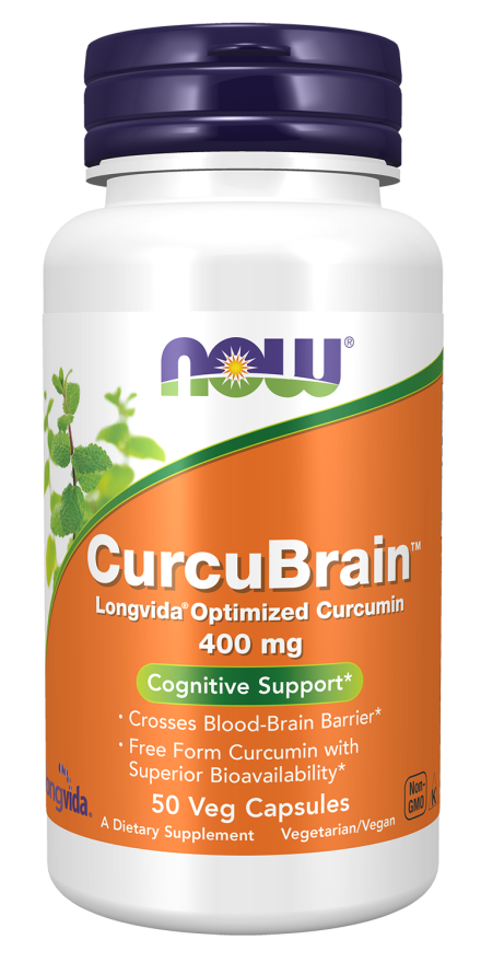 Now CurcuBrain Longvida 400 mg Veg Capsules 50