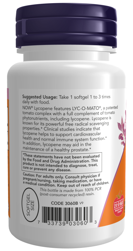 Now Lycopene 10 mg Softgels 60