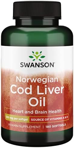 Swanson Norwegian Cod Liver Oil Softgels 350mg 180