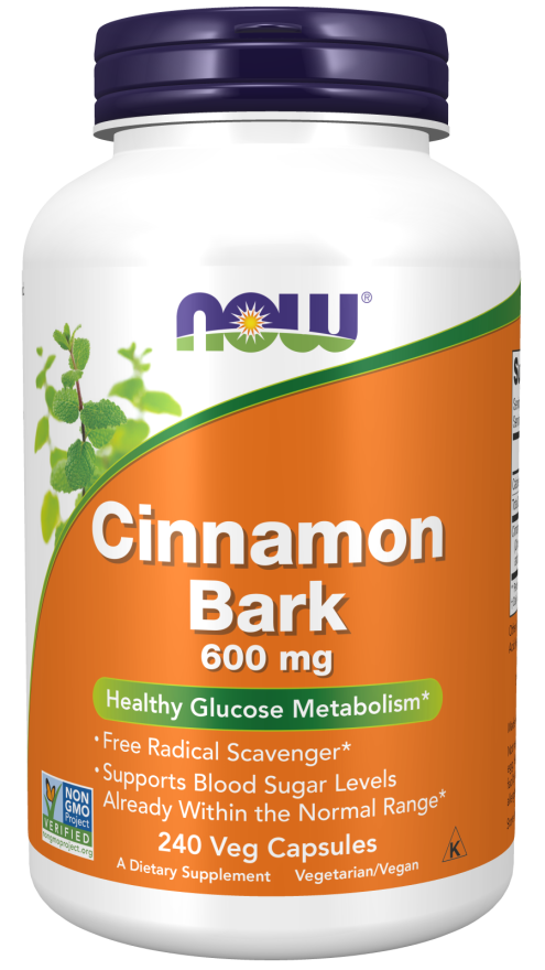 Now Cinnamon Bark 600 mg Veg Capsules 240