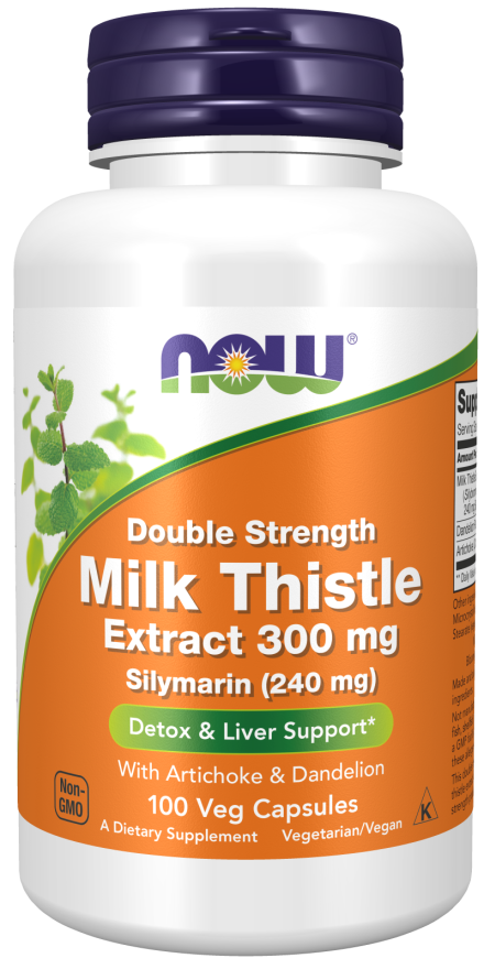 Now Double Strength Milk Thistle Extract Silymarin with Artichoke & Dandelion Veg Capsules 100