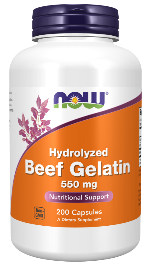 Now Hydrolyzed Beef Gelatin 550 mg Capsules 200