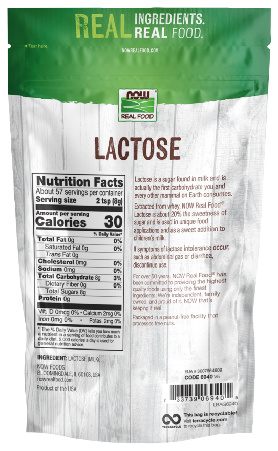 Now Lactose Powder 454 g