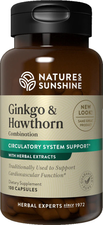 Natures Sunshine Ginkgo & Hawthorne Combination Capsules (100)