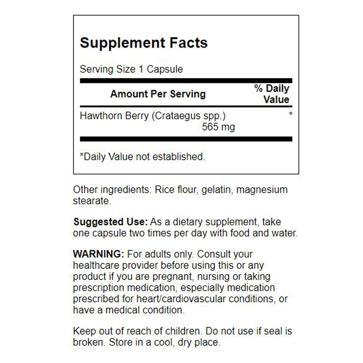 Swanson Hawthorne Berry Capsules 565mg 250