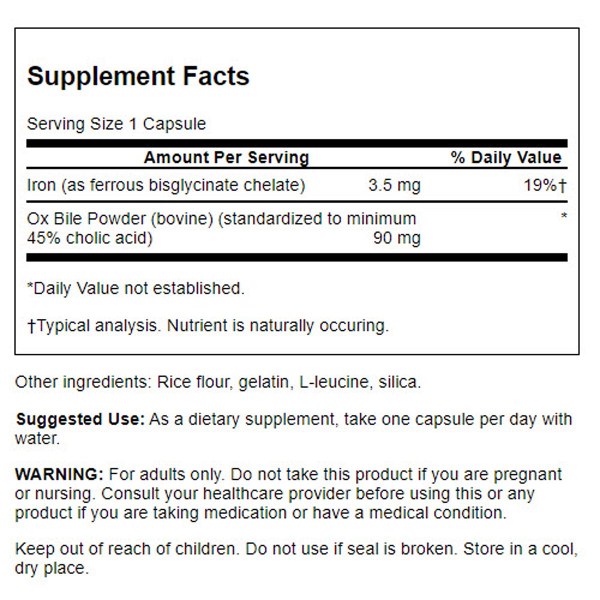 Swanson Ox Bile Capsules 60