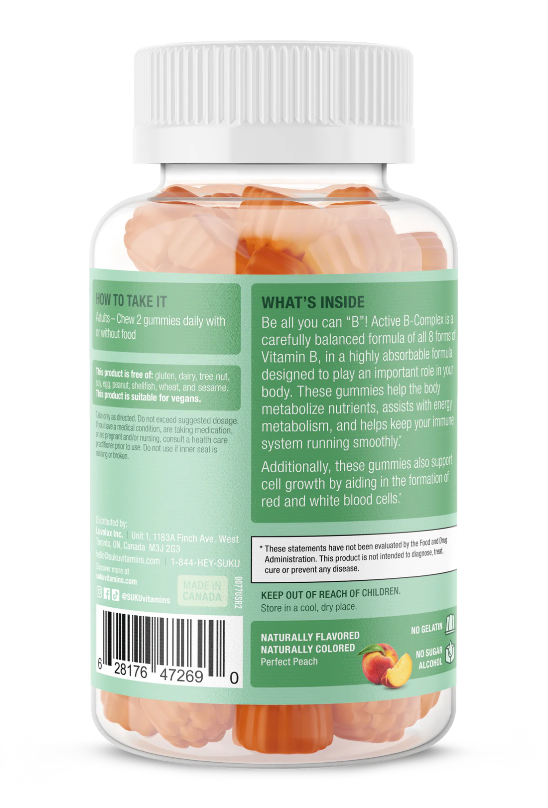 Suku Vitamins Active B-Complex 50 Pectin Gummies.