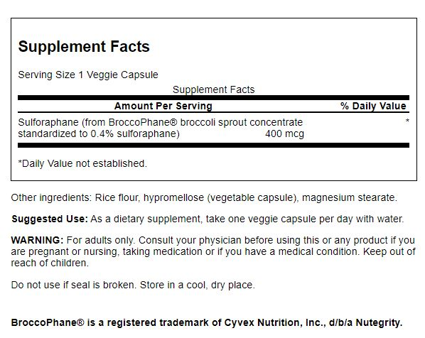 Swanson Sulforaphane Vegecaps 400mcg 60