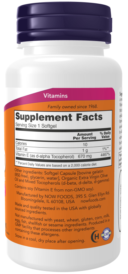 Now Vitamin E-1000 Mixed Tocopherols Softgels 100