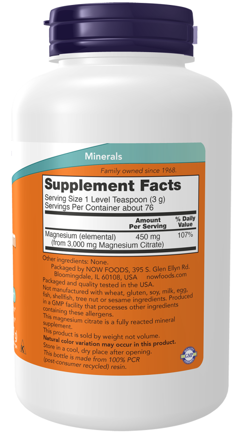 Now Magnesium Citrate Pure Powder 227g