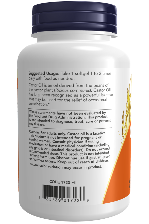 Now Castor Oil 650mg 120 softgels