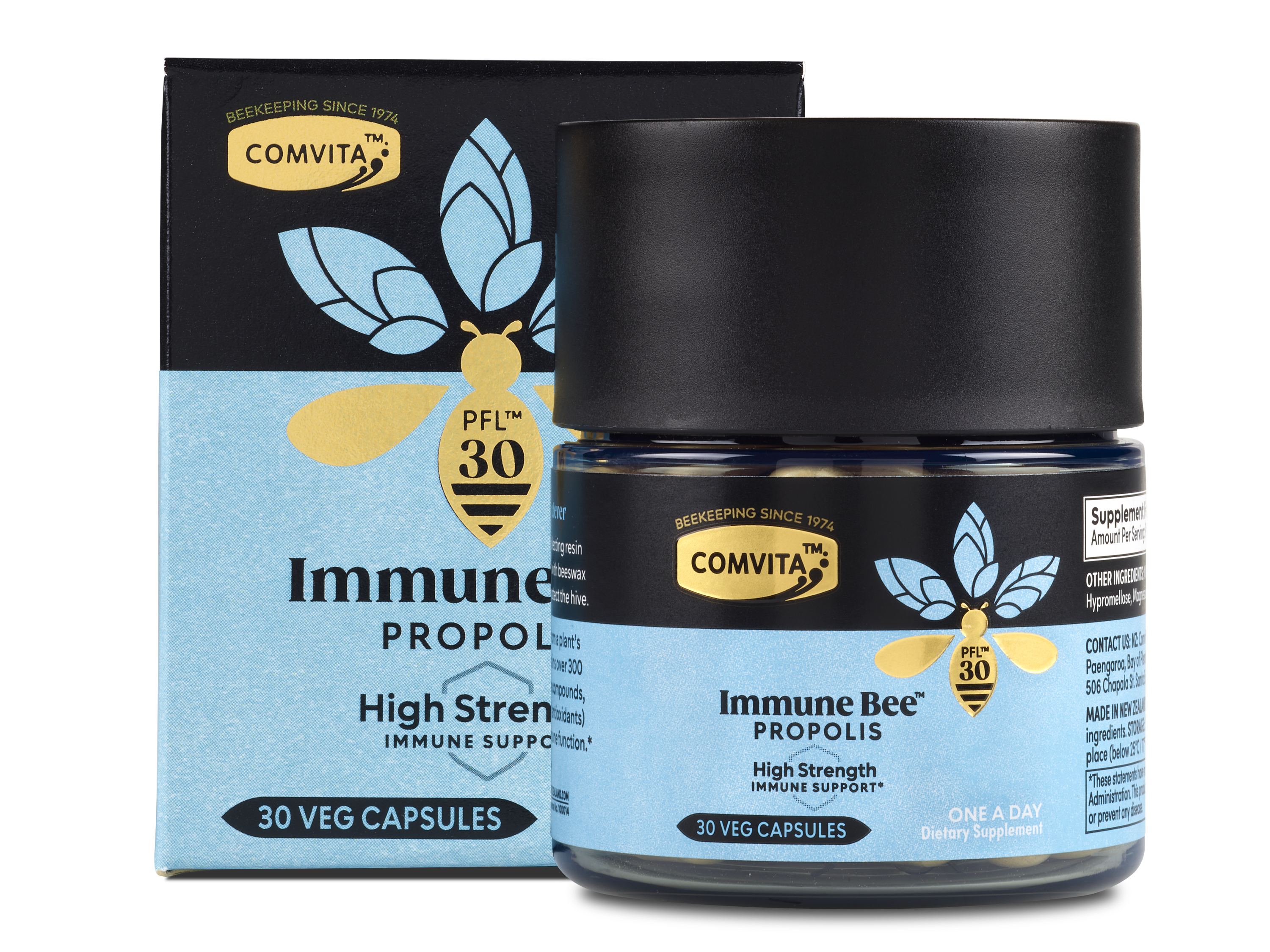 Comvita Immune Bee™ Propolis High Strength 1-A-Day PFL30 Veg Capsules 30