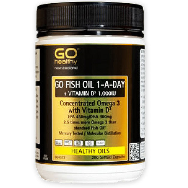 Go Fish Oil 1-a-Day + Vitamin D 1000IU Capsules 200