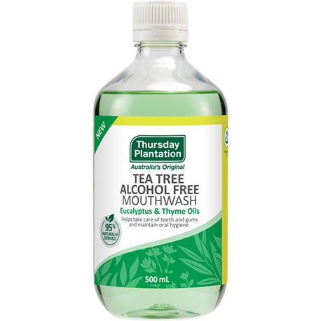 Thursday Plantation Tea Tree Alcohol Free Mouthwash Eucalyptus and Thyme oils 500ml